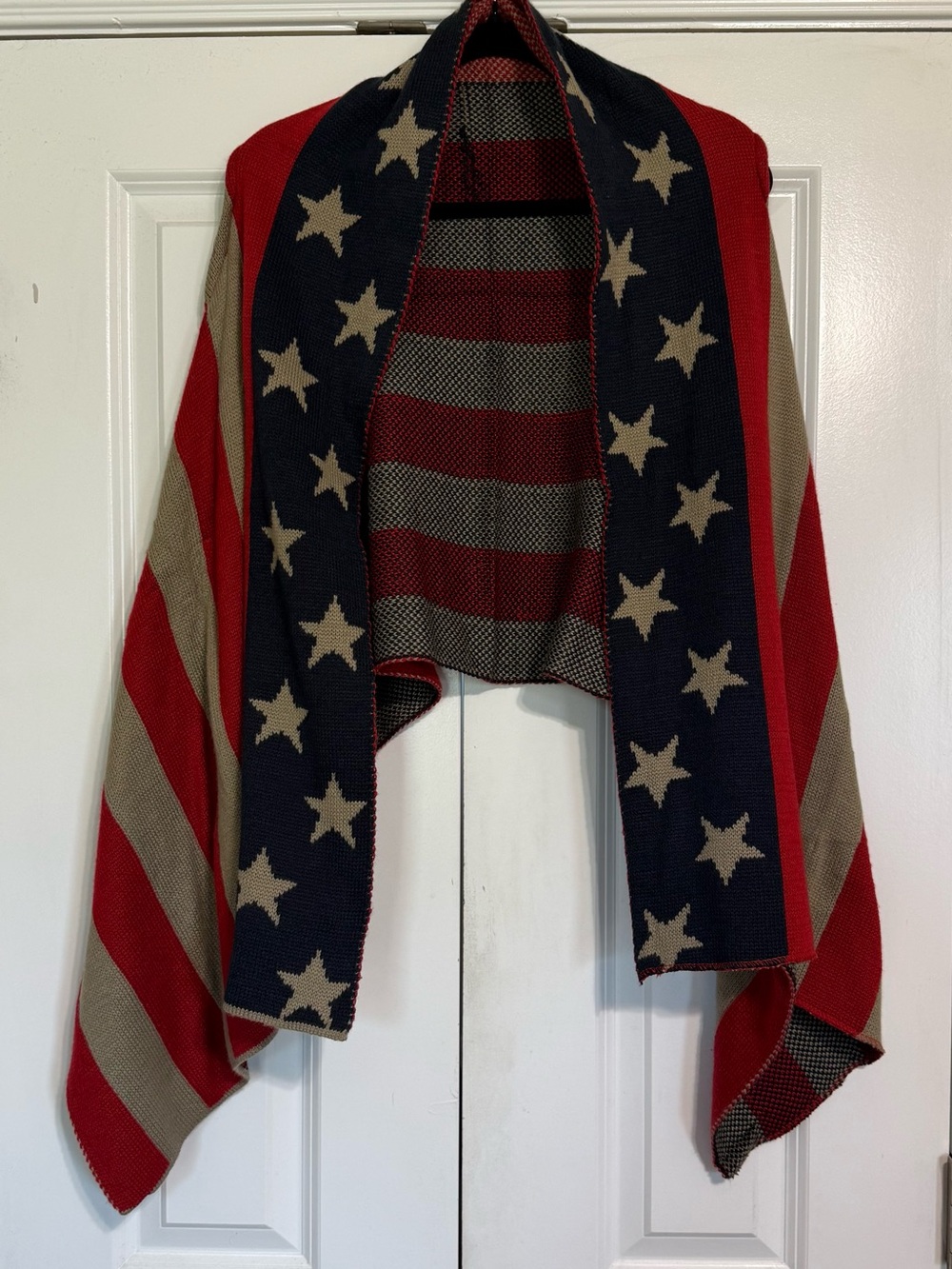 American Flag Red, Taupe and Blue Lightweight Knit Scarf Vest One Size